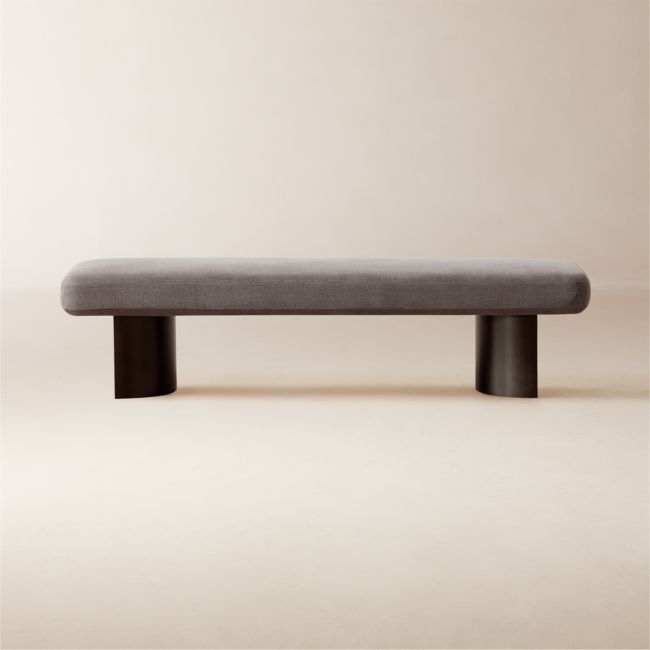 Argyle 63" Grey Linen Upholstered Bench - Image 0