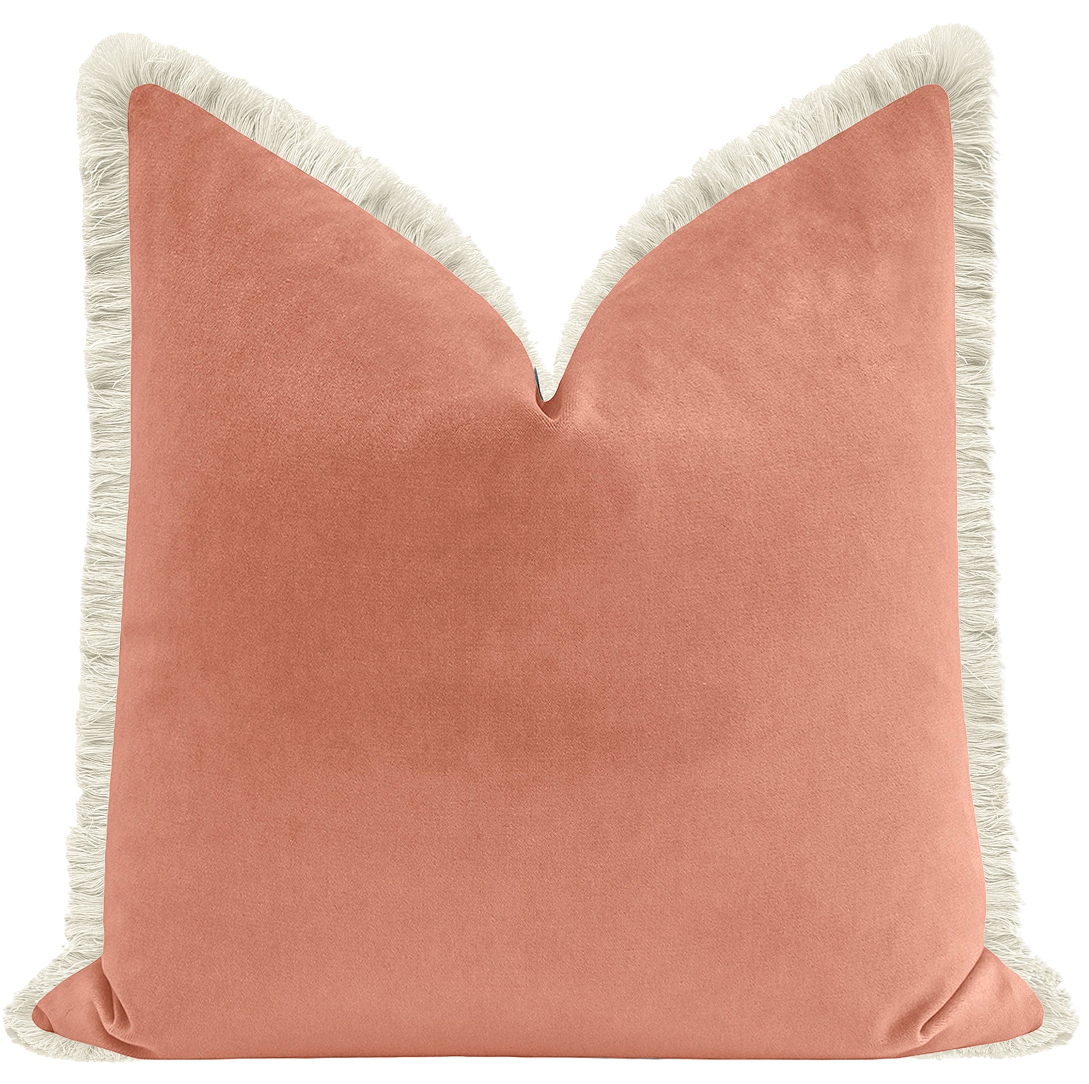 SOCIETY VELVET // BLUSH + FRINGE - 20" X 20" / Natural Fringe - Image 0