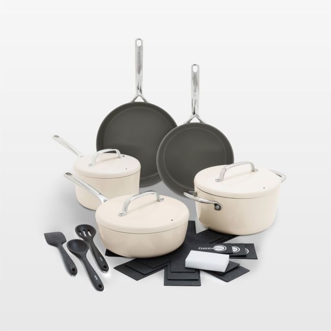 Greenpan ™ GP5 Cloud Cream Hard-Anodized Ceramic Non-Stick 14-Piece Cookware Set - Image 0