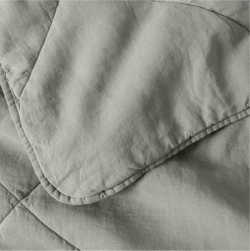 Aire Natural EUROPEAN FLAX ™-Certified Linen Shadow Sage Green King Quilt - Image 1