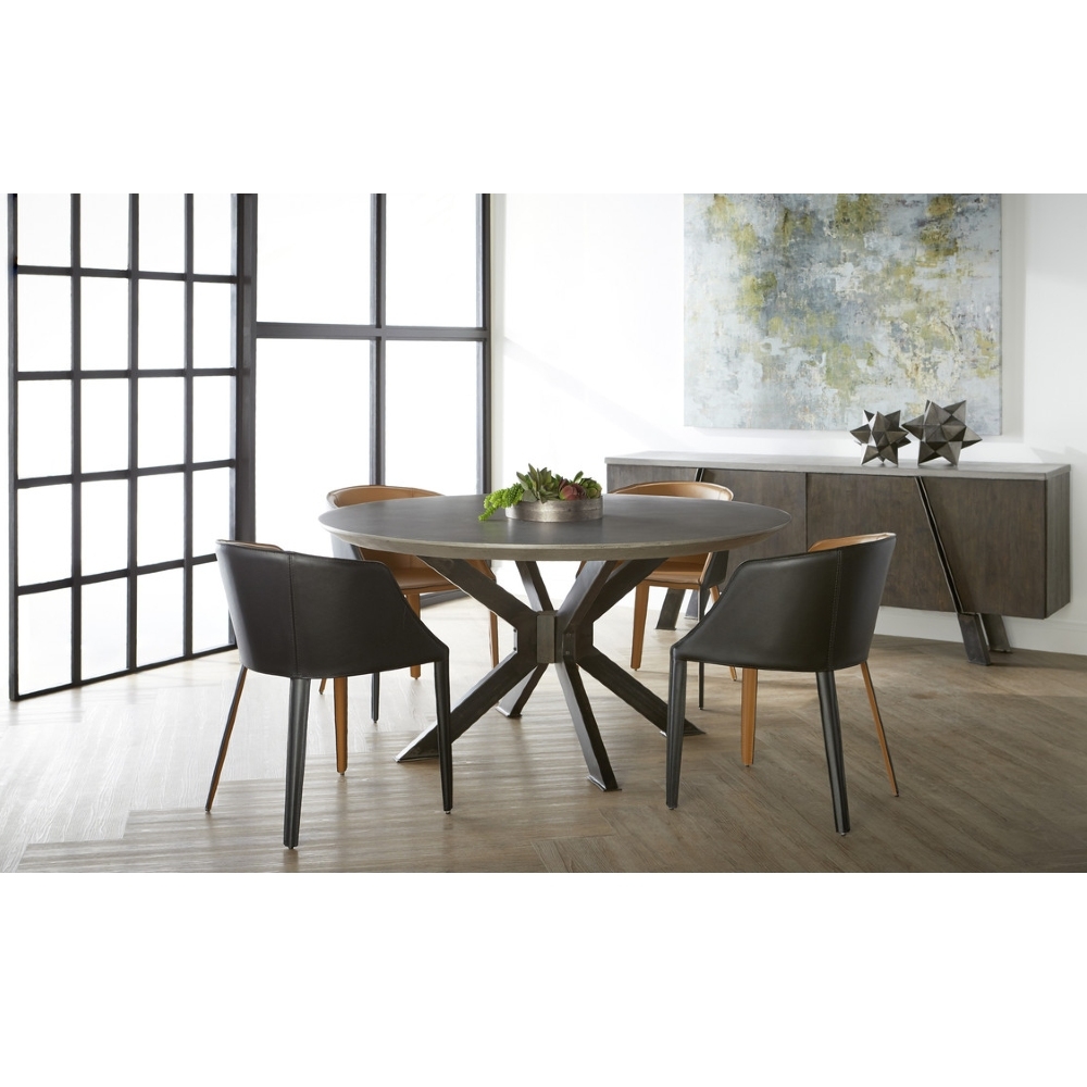 Scarlett Industrial Loft Grey Concrete Round Dining Table - 60 inches - Image 4