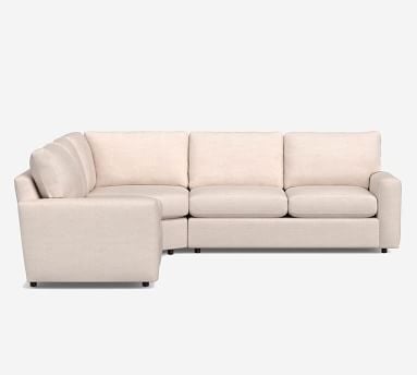 Pearce Modern Square Arm Upholstered 3-Piece L-Shaped Wedge Sectional, Down Blend Wrapped Cushions, Performance Boucle Oatmeal - Image 2
