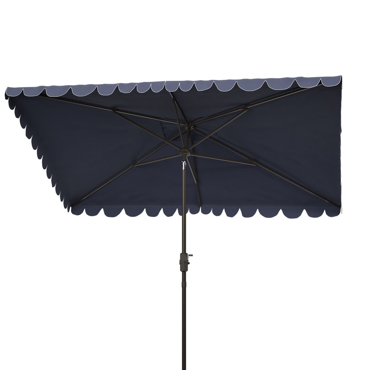 Venice 6.5 x 10 Rectangle Umbrella - Navy/White - Safavieh - Image 4