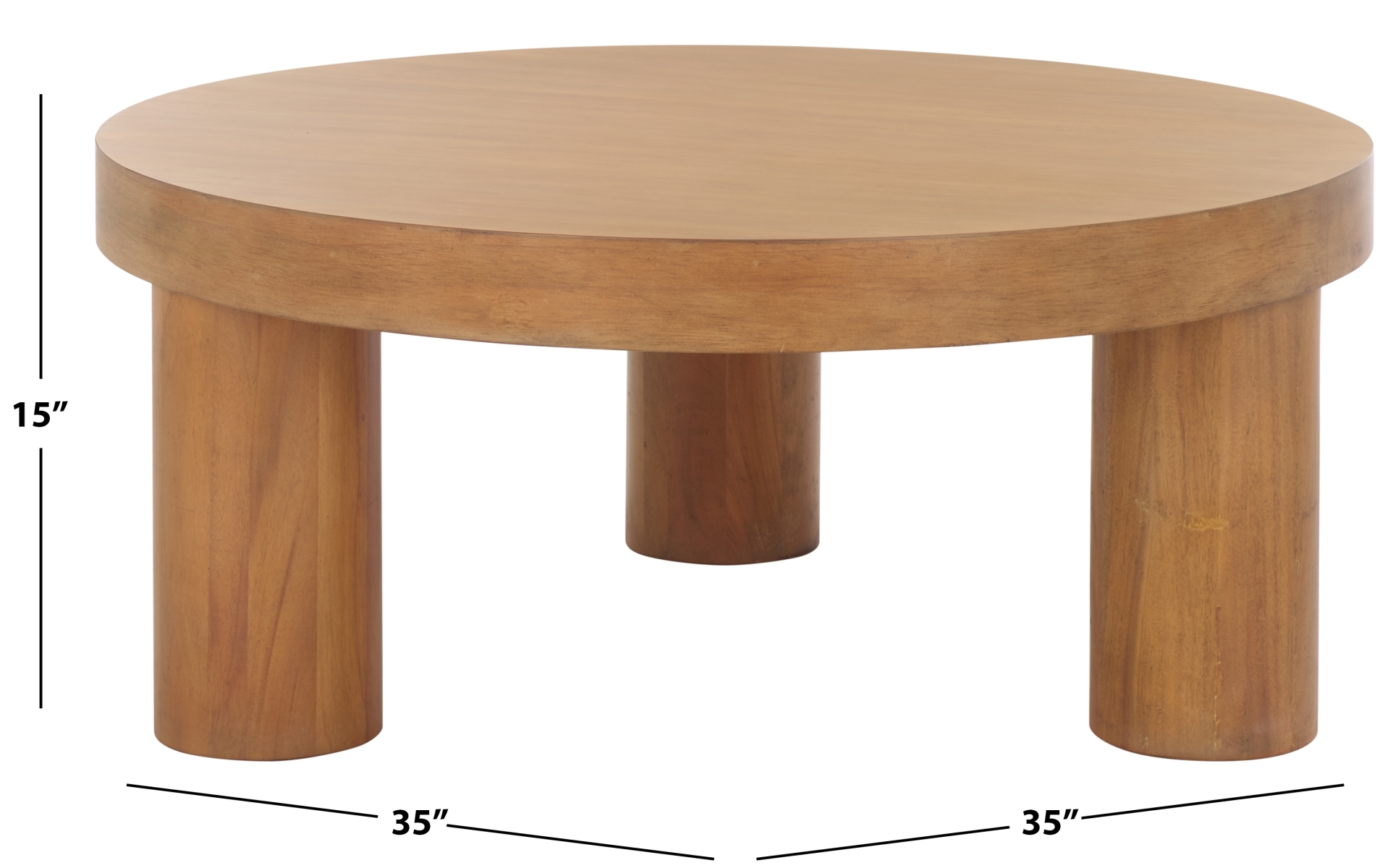 Bary Round 3 Leg Wood Coffee Table - Natural - Image 6