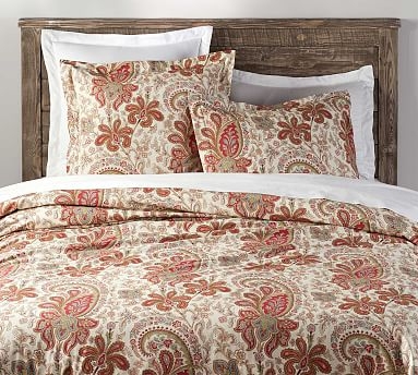 Charlie Paisley Percale Duvet Cover, Full/Queen, Red - Image 0