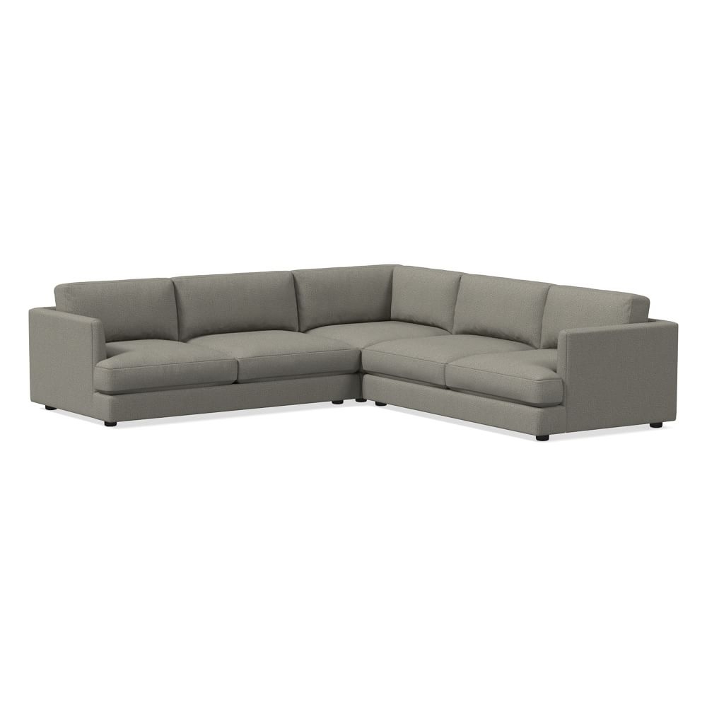 Haven 106" Multi Seat 3-Piece L-Shaped Sectional, Standard Depth, Performance Basketweave, Silver - Image 0