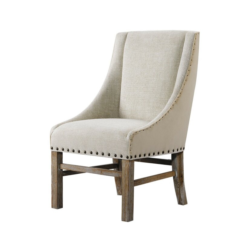 Curations Limited New Trestle Dining Chair Upholstery Color: Sand - Image 0