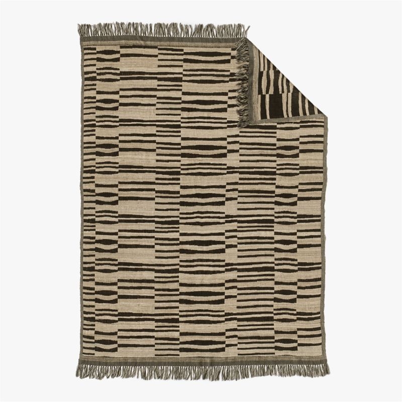 Kori Brown Wool and Silk Throw Blanket 50"x70" - Image 2