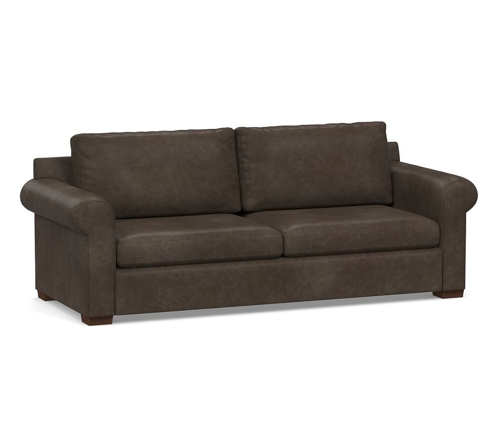 Shasta Roll Arm Leather Sofa 83.5", Polyester Wrapped Cushions, Statesville Wolf Gray - Image 0