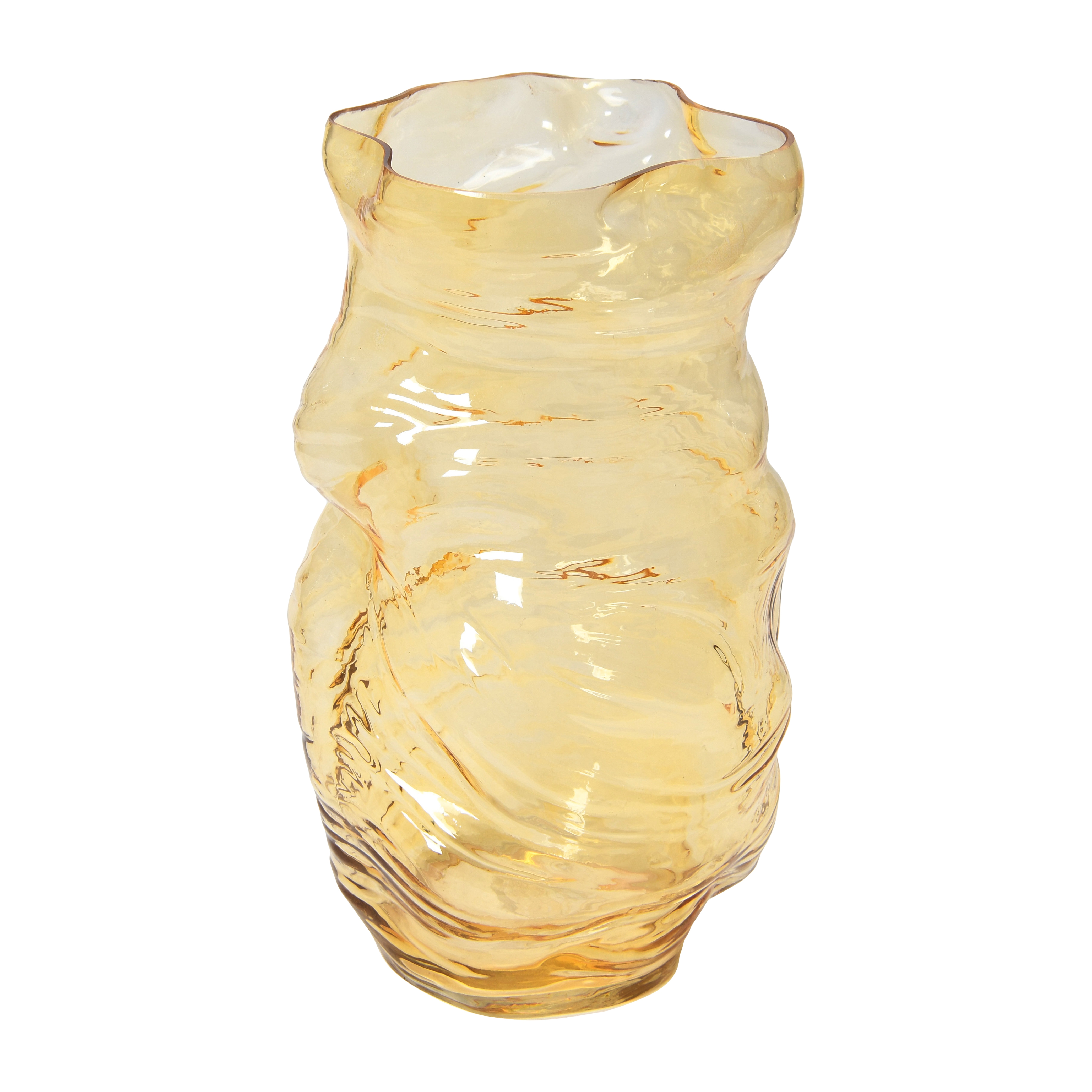  Blown Glass Organic Shaped Vase, Amber - Image 0