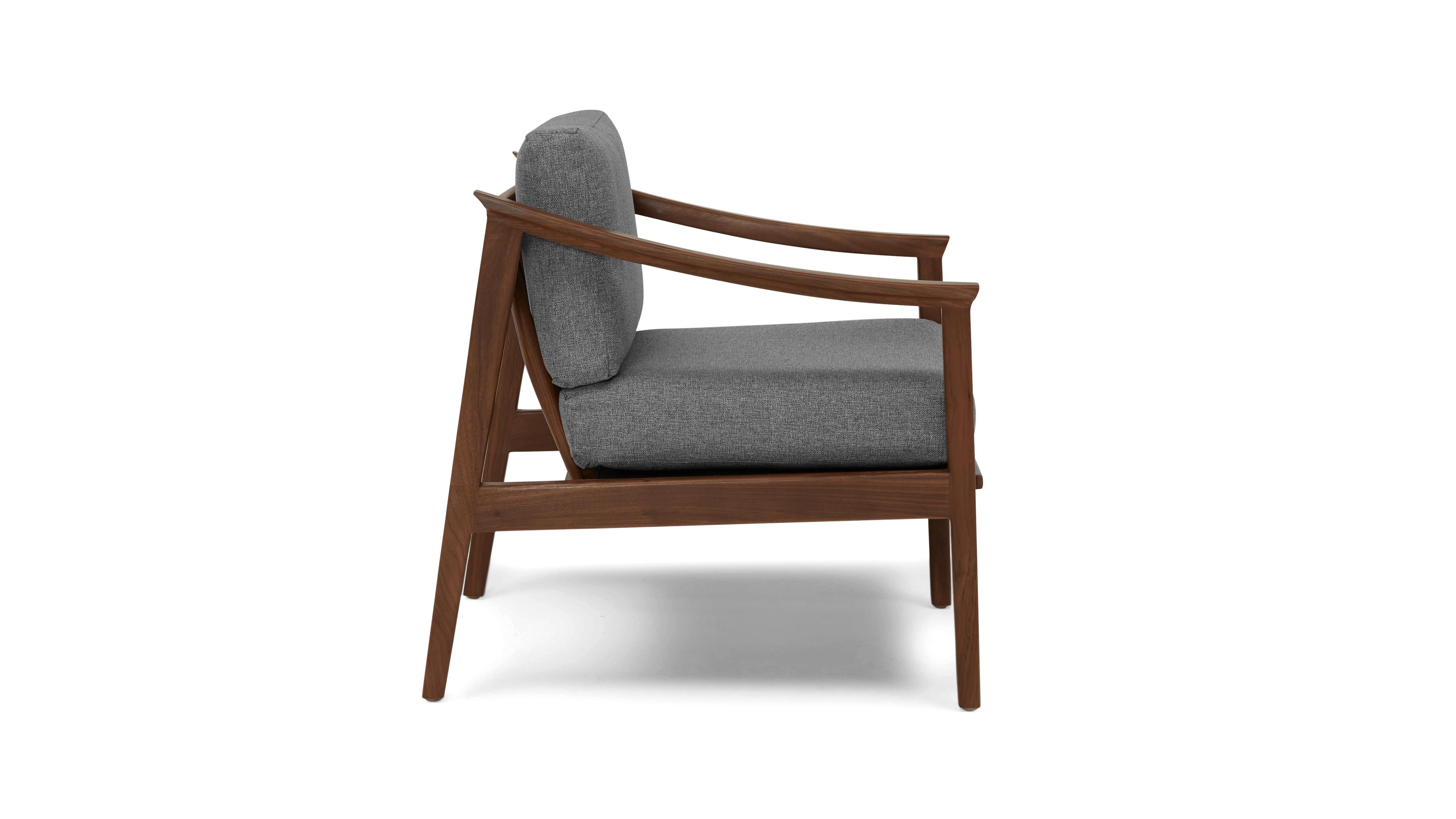 Gray Bradshaw Mid Century Modern Chair - Taylor Felt Grey - Walnut - Image 2