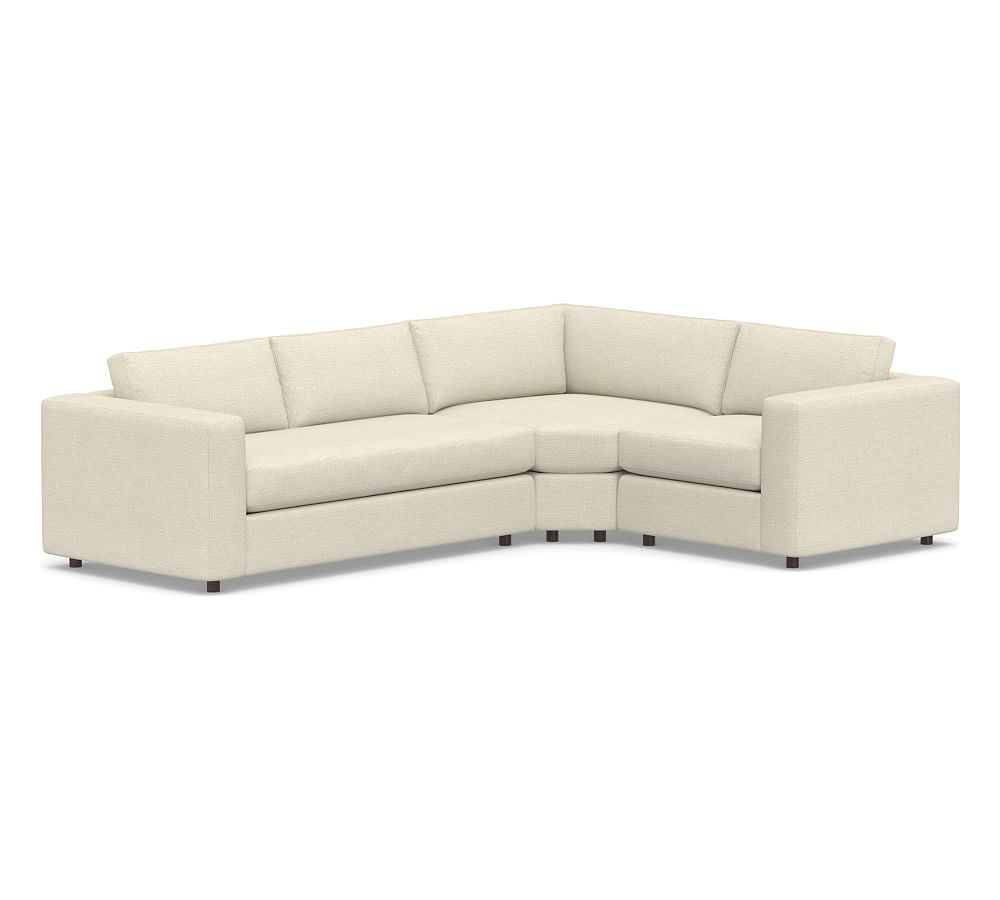 Carmel Square Arm Upholstered Left Arm 3-Piece Wedge Sectional with Bench Cushion, Down Blend Wrapped Cushions, Basketweave Slub Oatmeal - Image 0