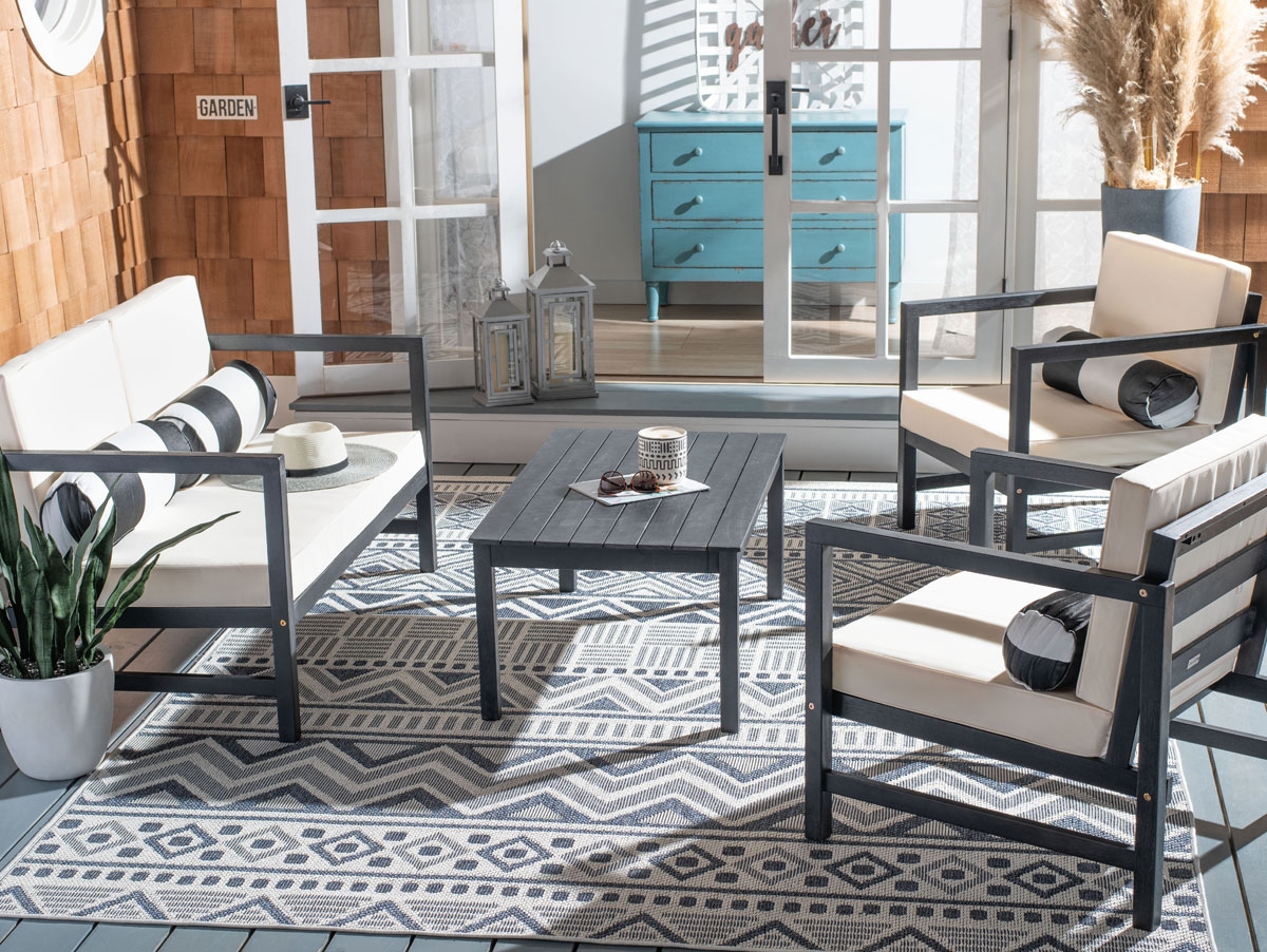 Montez 4 Piece Set - Black/Bge + Bolster P - Safavieh - Image 1