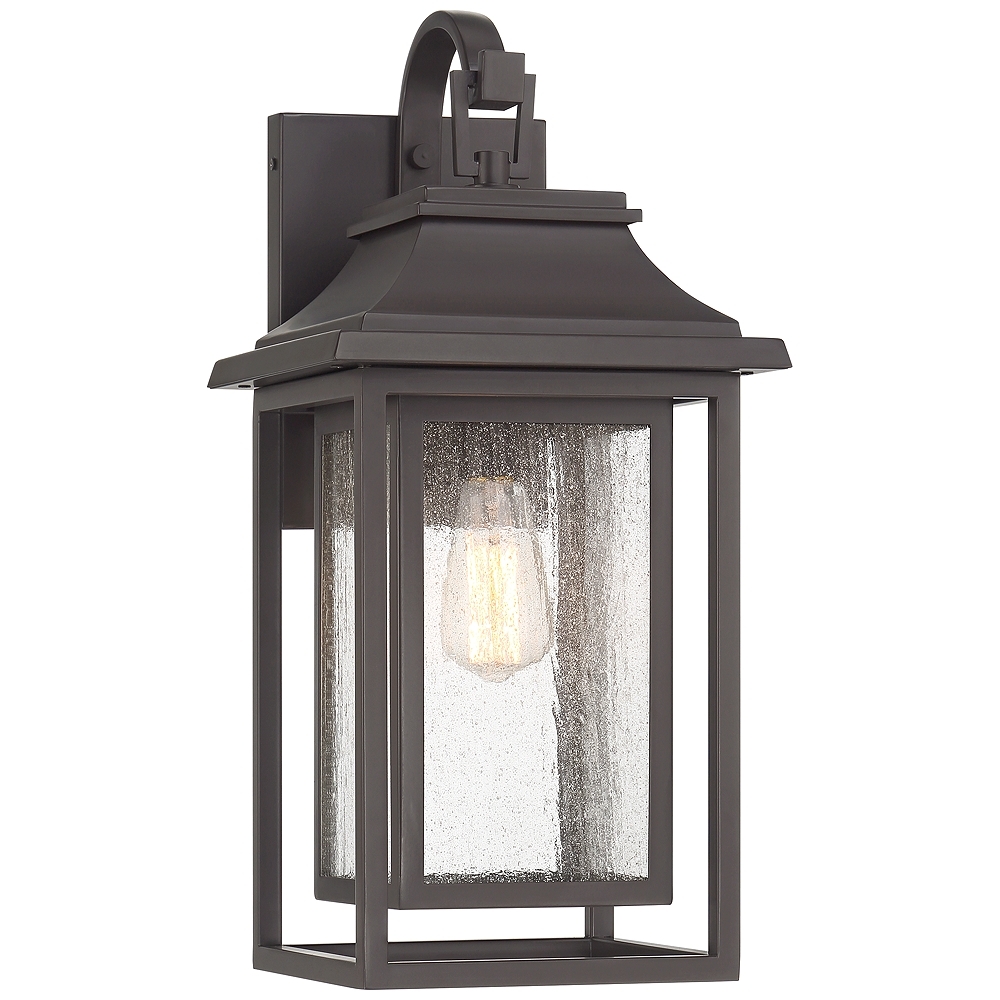 John Timberland Cecile 21" Bronze Box Lantern Outdoor Wall Light - Image 0