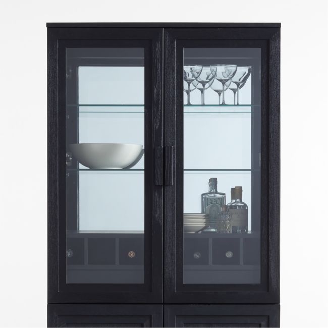 Calypso Black Elm Wood Bar Hutch Cabinet - Image 0
