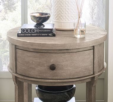 Toulouse Round Nightstand, Gray Wash - Image 5