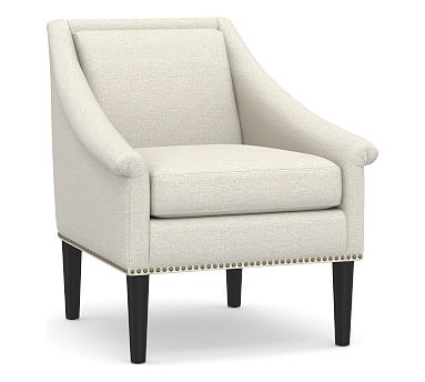SoMa Valerie Upholstered Armchair, Polyester Wrapped Cushions, Performance Boucle Oatmeal - Image 0