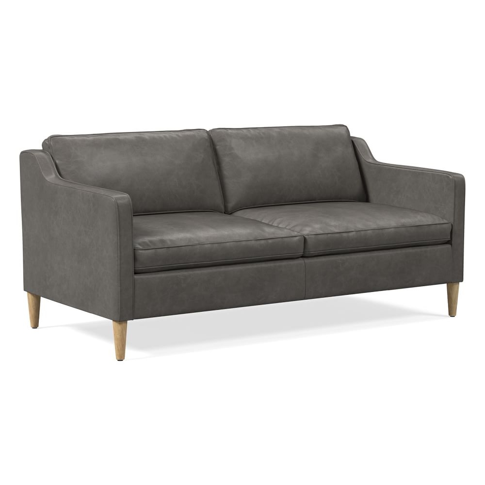 Hamilton 81" Sofa, Ludlow Leather, Gray Smoke, Almond - Image 0