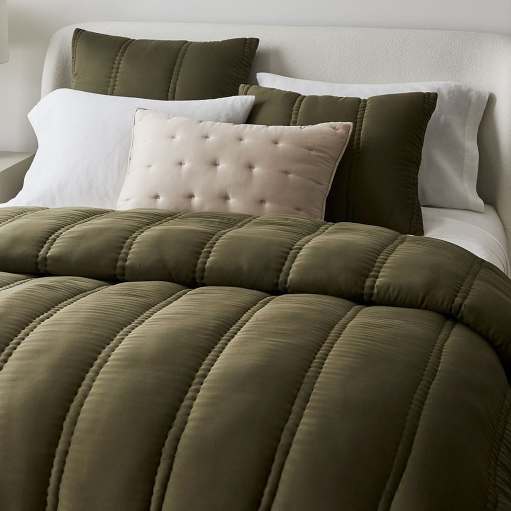 Silky TENCEL Plush Comforter, Full/Queen, Dark Olive - Image 0