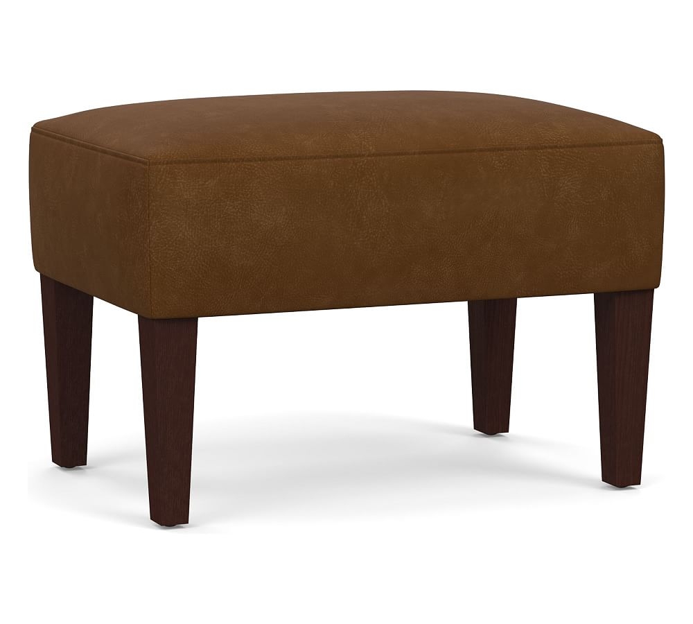 Champlain Leather Ottoman, Polyester Wrapped Cushions, Aviator Umber - Image 0