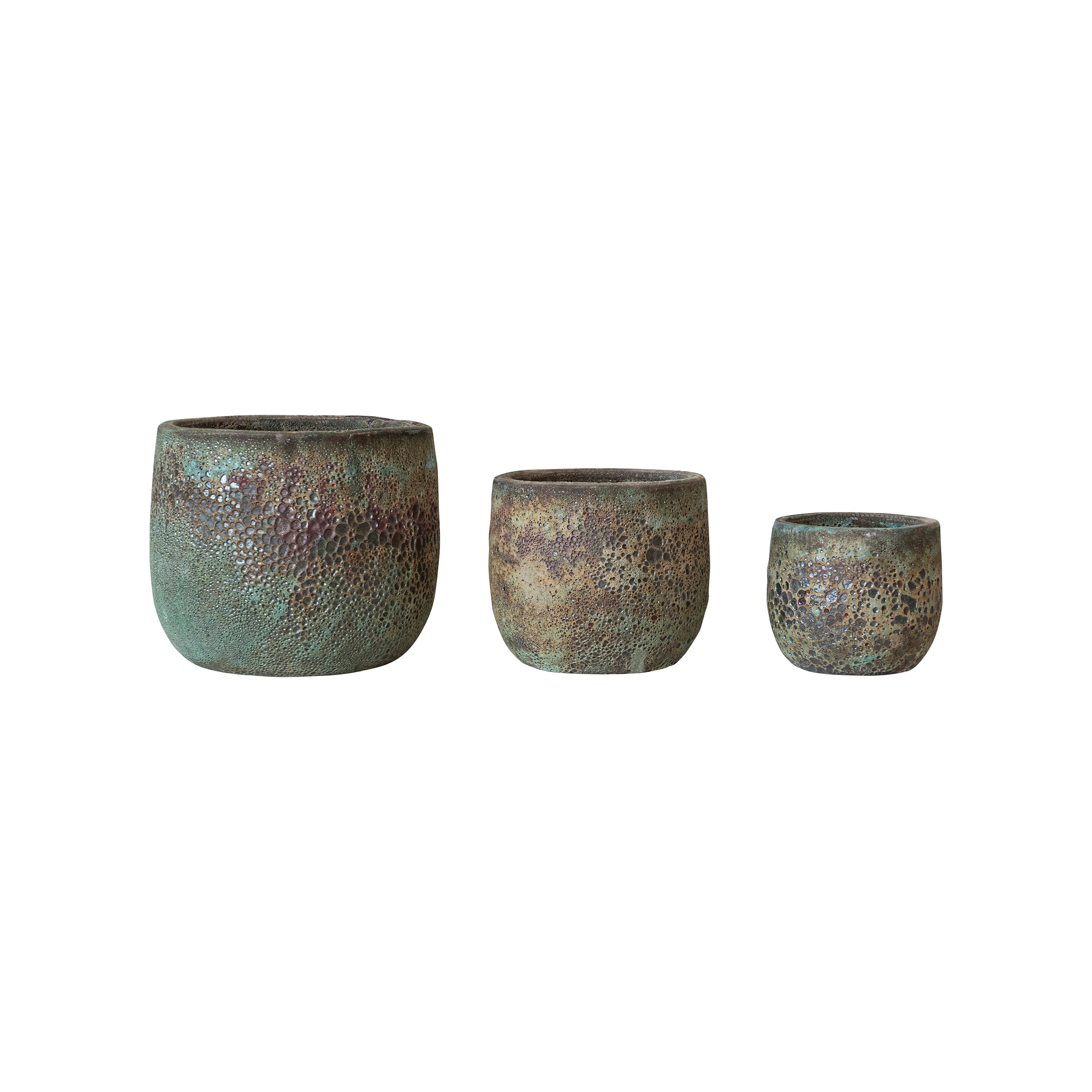Textured Terra-cotta Planters, Multicolor, Set of 3 - Image 0