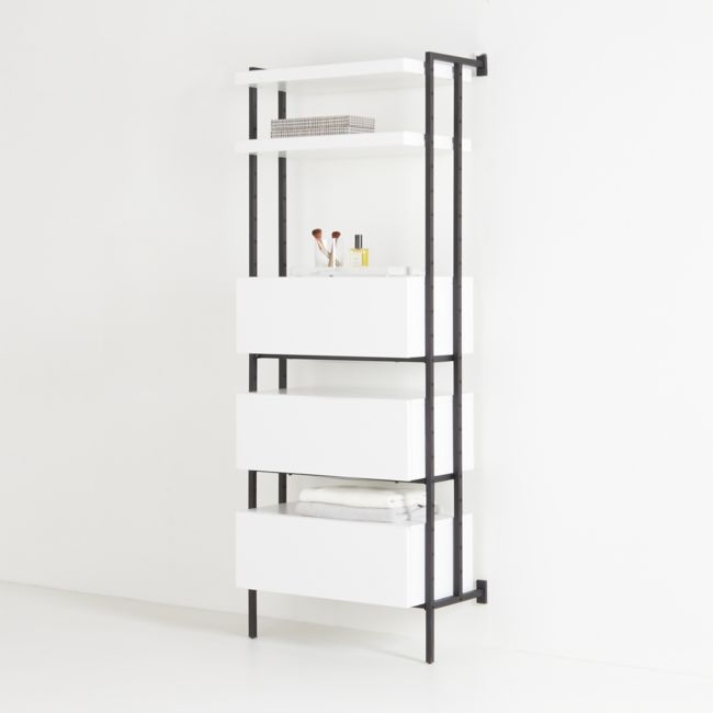Flex White 3-Drawer, 2-Shelf Bookcase - Image 0
