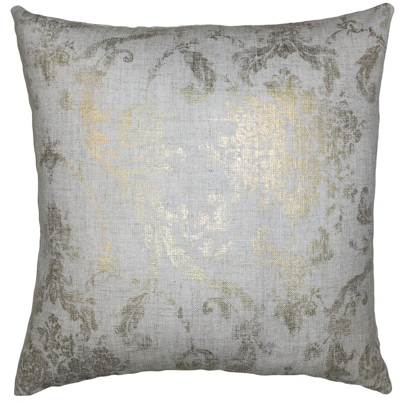 Square Feathers Sicily Charcoal Floral 12X24 Pillow Color: Gold, Size: 24" x 24" - Image 0