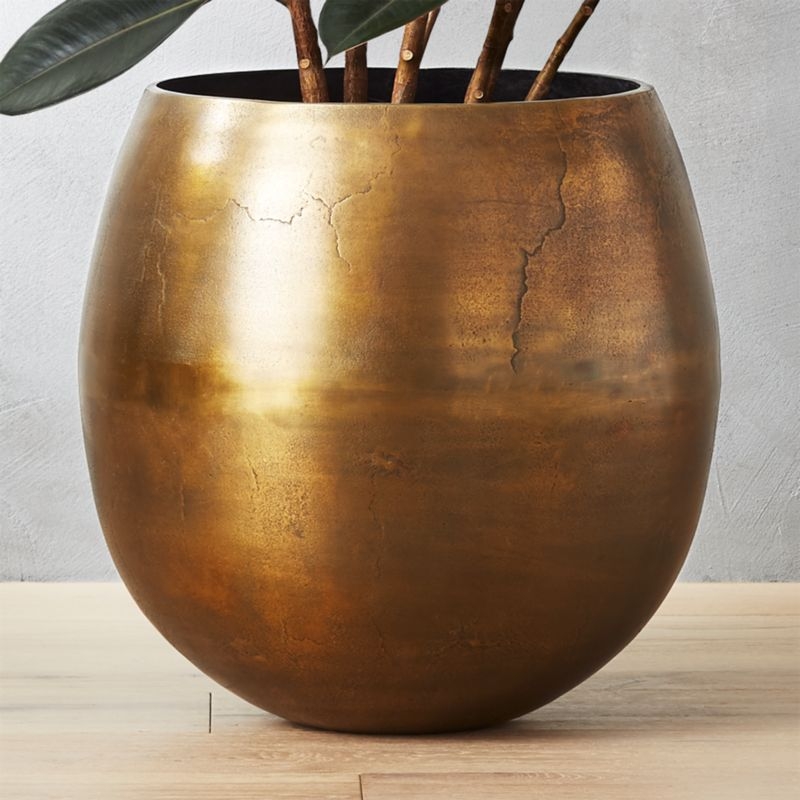 Rough Cast Brass Metal Indoor Planter Small - Image 6