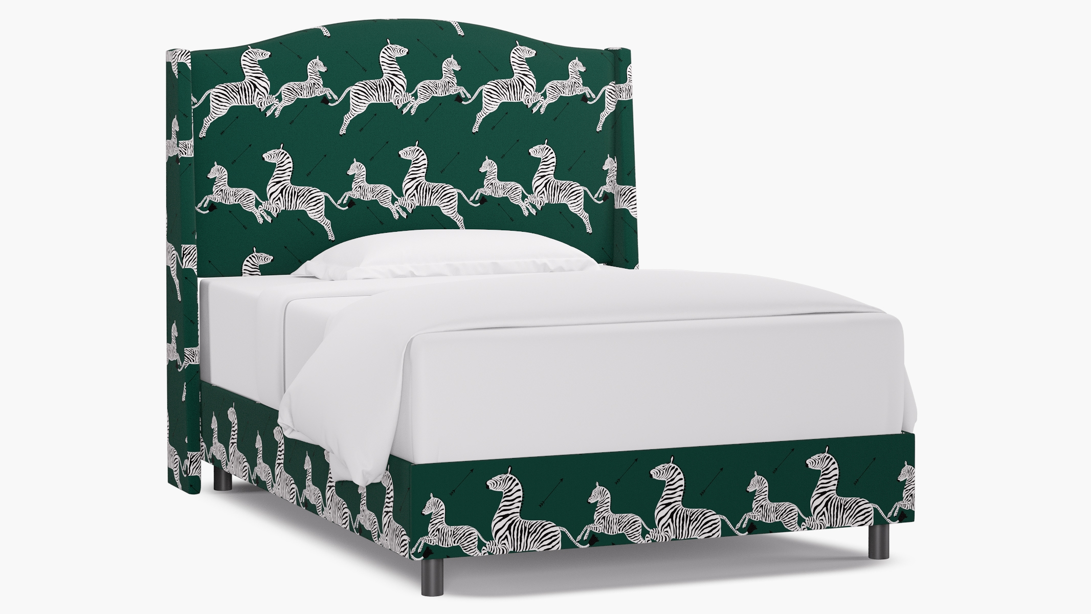 Classic Wingback Bed, Emerald Zebra, Full - Image 0