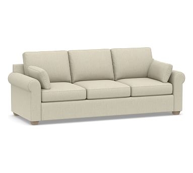 Jenner Roll Arm Upholstered Grand Sofa 100", Down Blend Wrapped Cushions, Chenille Basketweave Oatmeal - Image 0