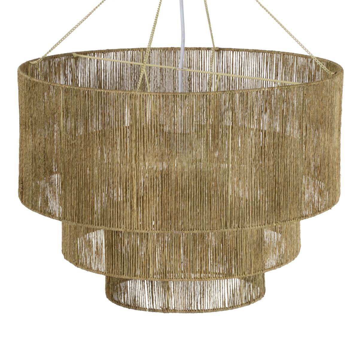 Avery Coastal Beach Natural Brown Jute Rope Wrapped 3 Tier Chandelier - Image 2