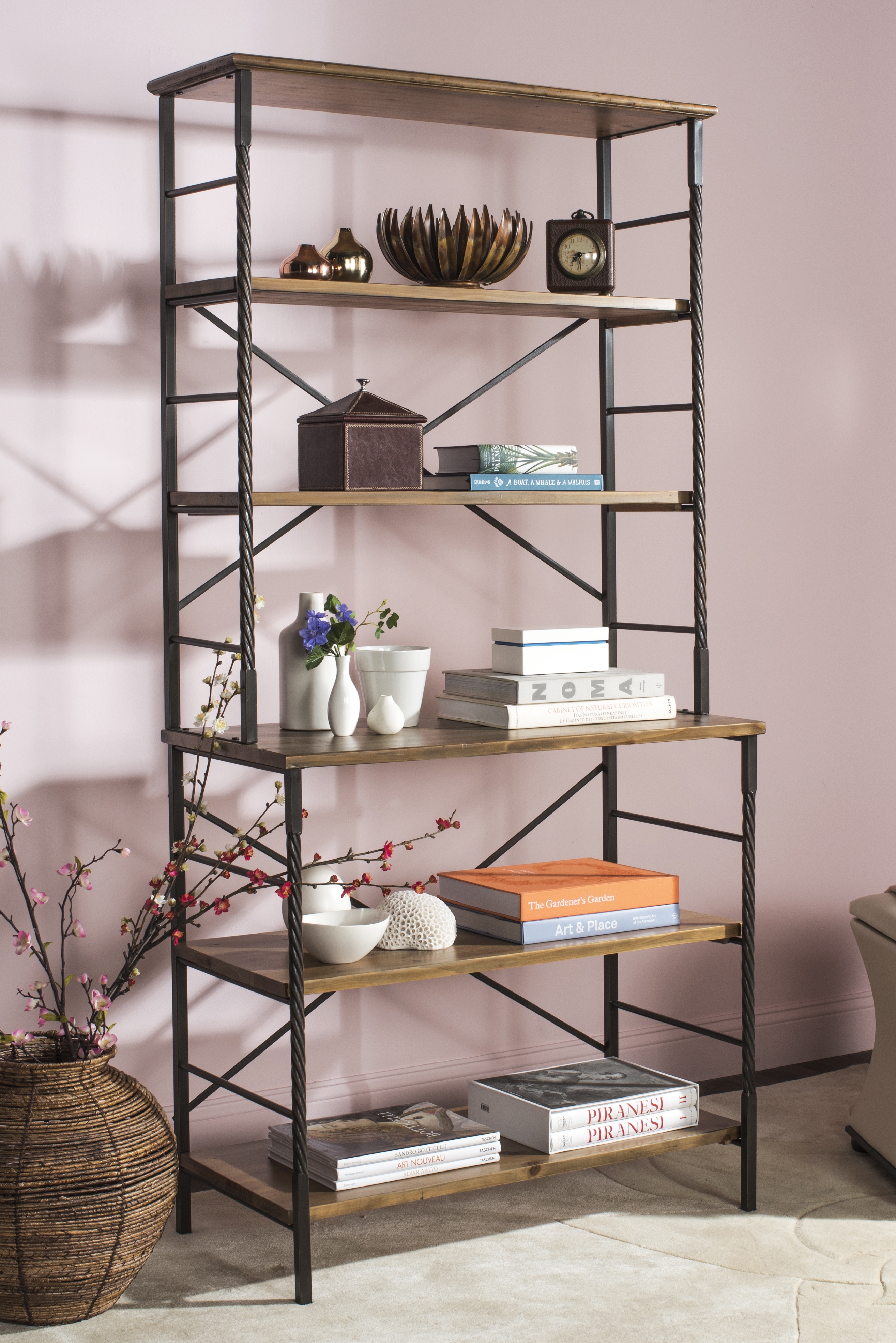 Brooke 6 Tier Etagere - Antique Pewter/Brown Pine - Safavieh - Image 3
