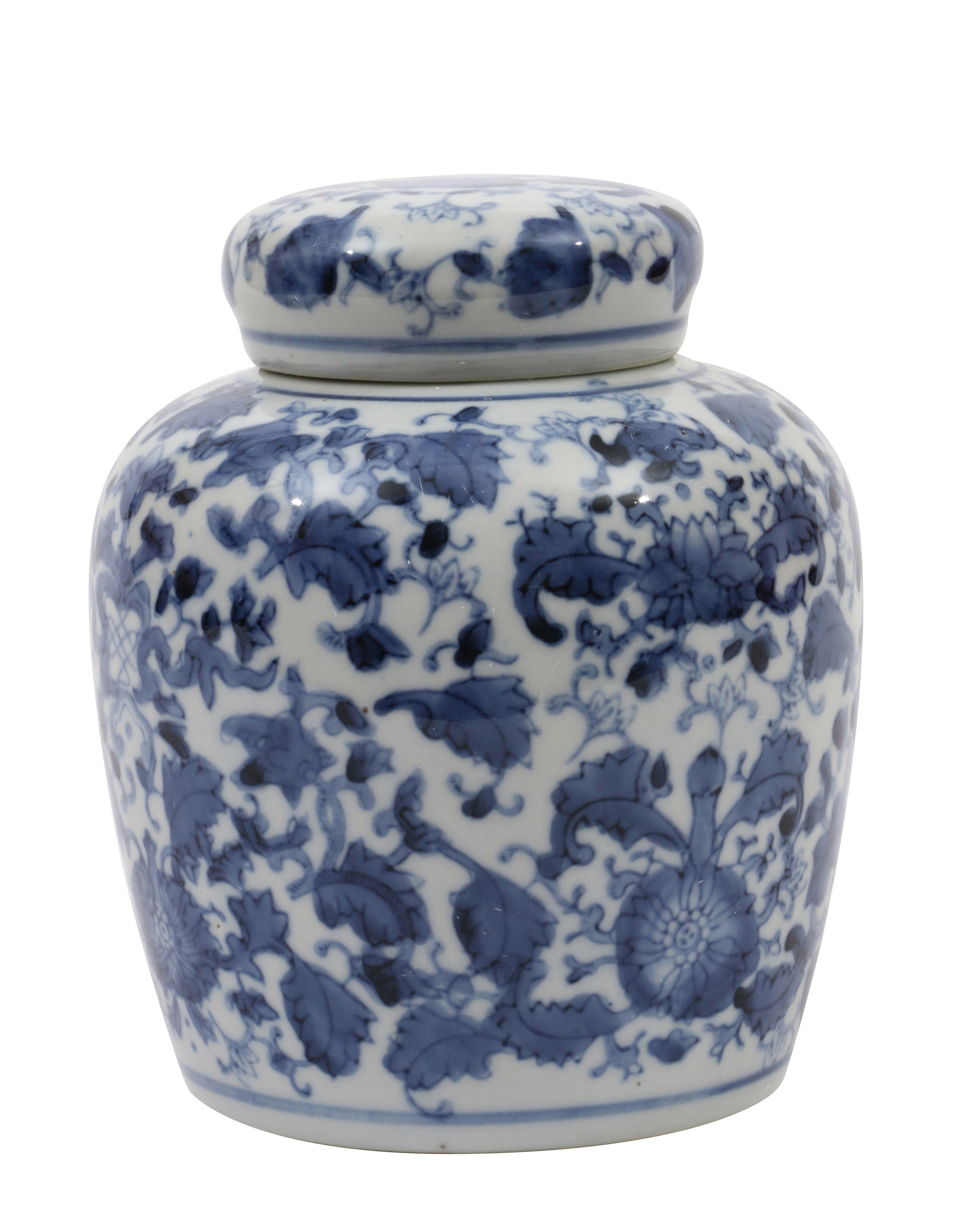 Blue & White Ceramic Ginger Jar with Lid - Image 0