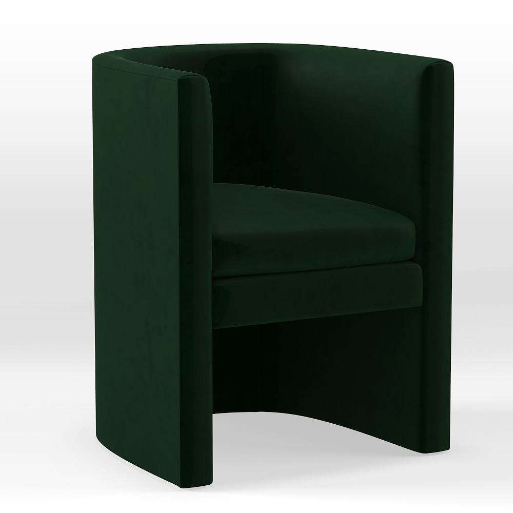 Modern Rounded Upholstered Back Chair, Fauxmo Emerald - Image 0