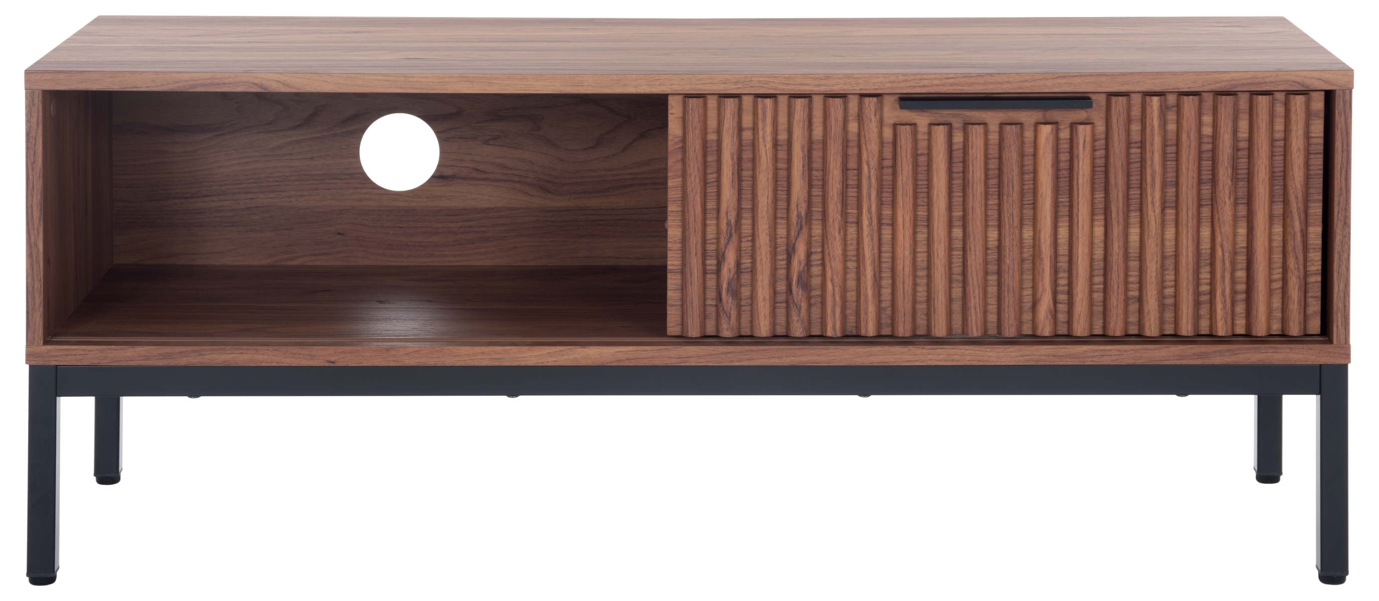 Lylia 1 Door Media Stand - Walnut / Black - Safavieh - Image 0