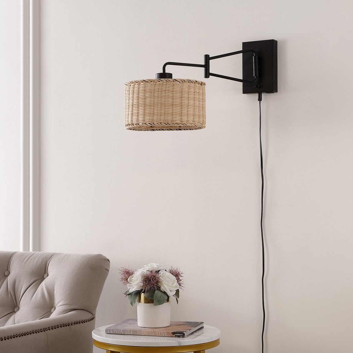 Bramley 21" Wall Sconce - Natural / Black - Safavieh - Image 2