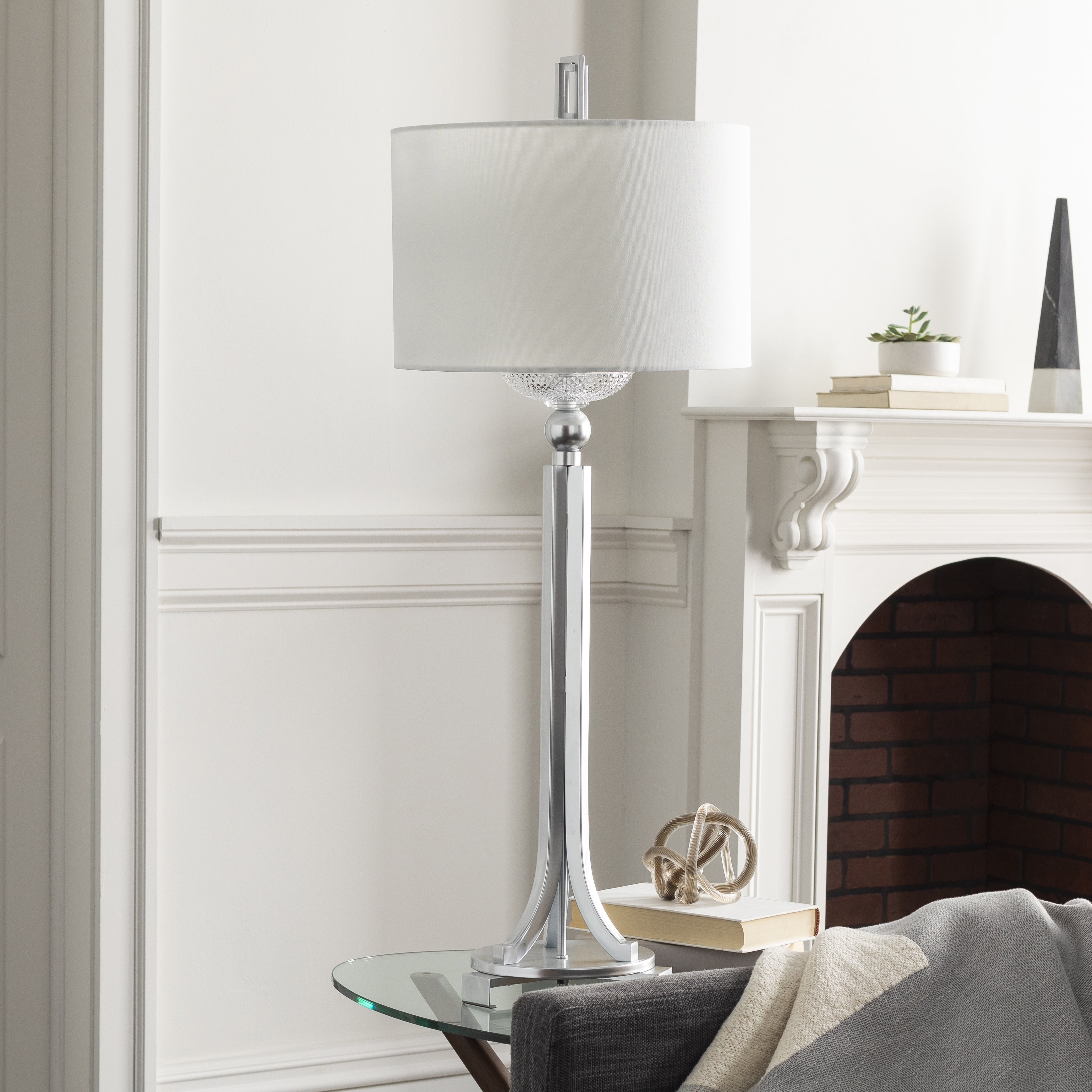 Gustav Metallic - Nickel Painted 39"H x 15"W x 15"D Accent Table Lamp - Image 1