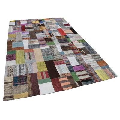 One-of-a-Kind Egin Hand-Knotted 1970s 6'7" x 9'10" Area Rug in Gray/Brown/White - Image 0