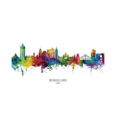 Bengaluru India Skyline City Name by Michael Tompsett - Wrapped Canvas Graphic Art Print - Image 0