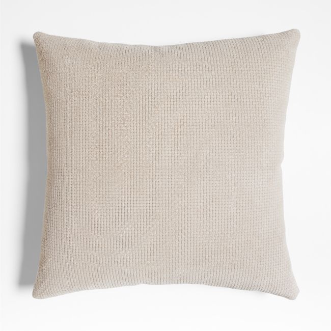 Jackson Taupe Basketweave Leather 23x23 Throw Pillow with Feather Insert - Image 0