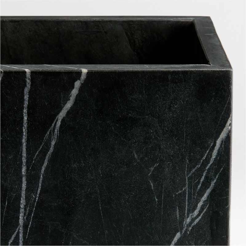 Bleecker Black Marble Trash Can - Image 1
