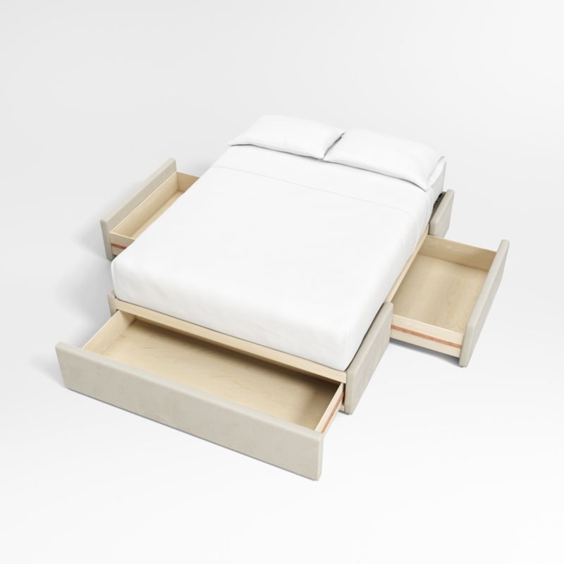 Arden 52" Beige Upholstered Queen Headboard with Storage Bed Base - Image 3
