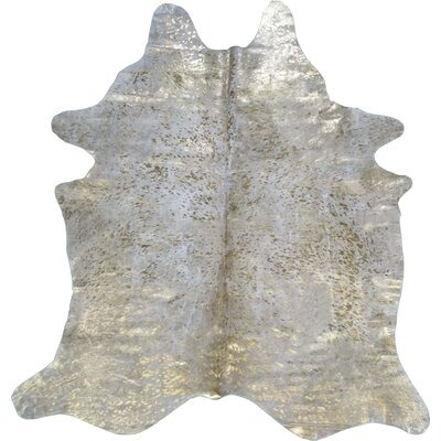 Florio Cowhides Gold Acid Wash on/off White Area Rug - Image 0