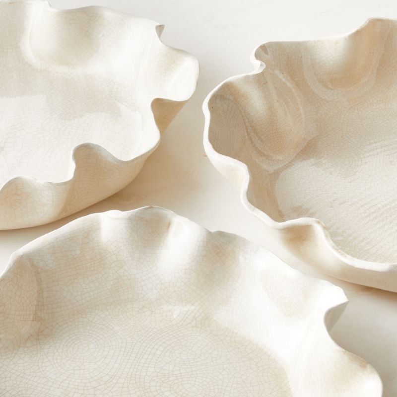 Valentia Warm White Crackled Ceramic Decorative Bowl - Image 3