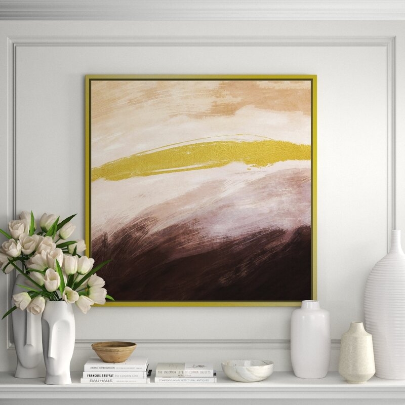 JBass Grand Gallery Collection Sweeping Gold I - Floater Frame Painting on Canvas - Image 0