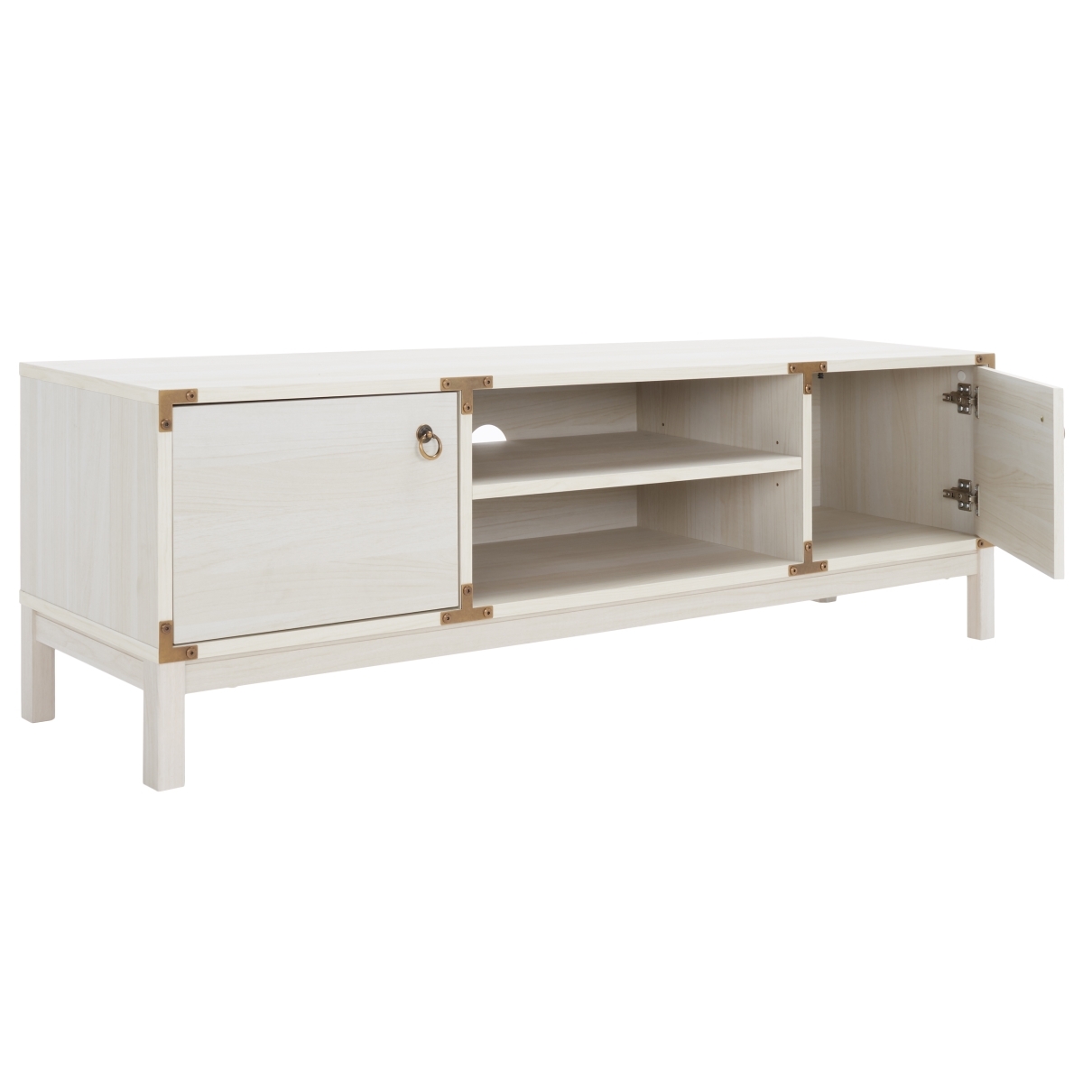 Galio 2 Door 2 Shelf Media Stand - Bleached White / Gold - Safavieh - Image 7