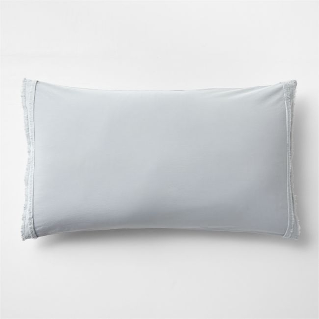 Favorite Washed Organic Cotton Mist Blue Eyelash King Bed Pillow Sham - Image 0