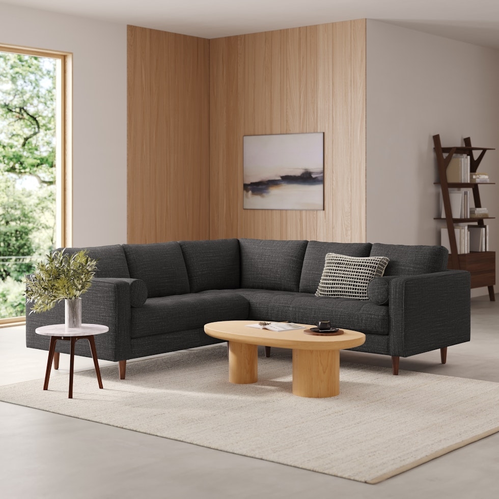 Sven 91" Tufted Corner Sectional - Napa Charcoal - Image 1