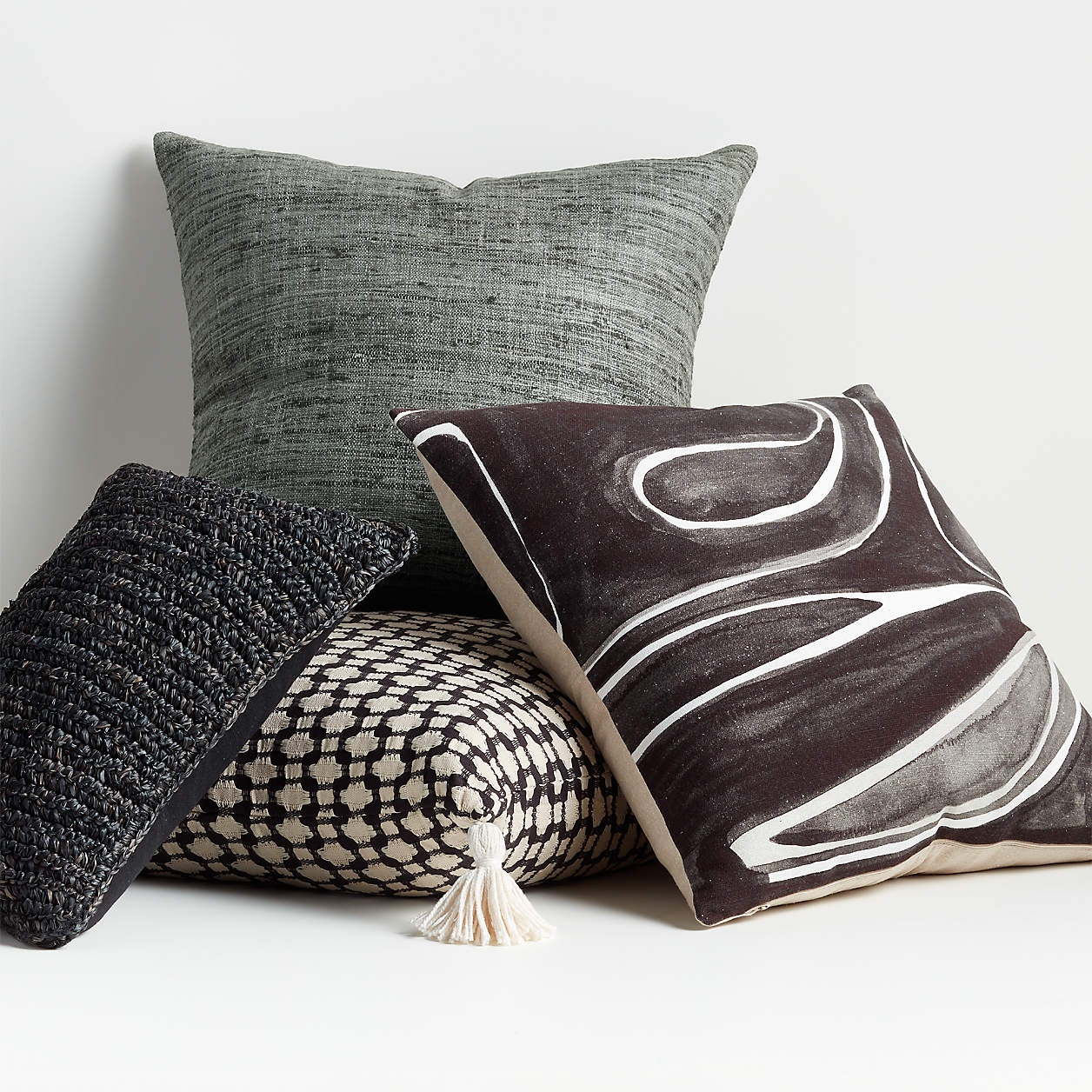 Tahona Textured Pillow with Down-Alternative Insert, 23" x 23", Obsidian - Image 4