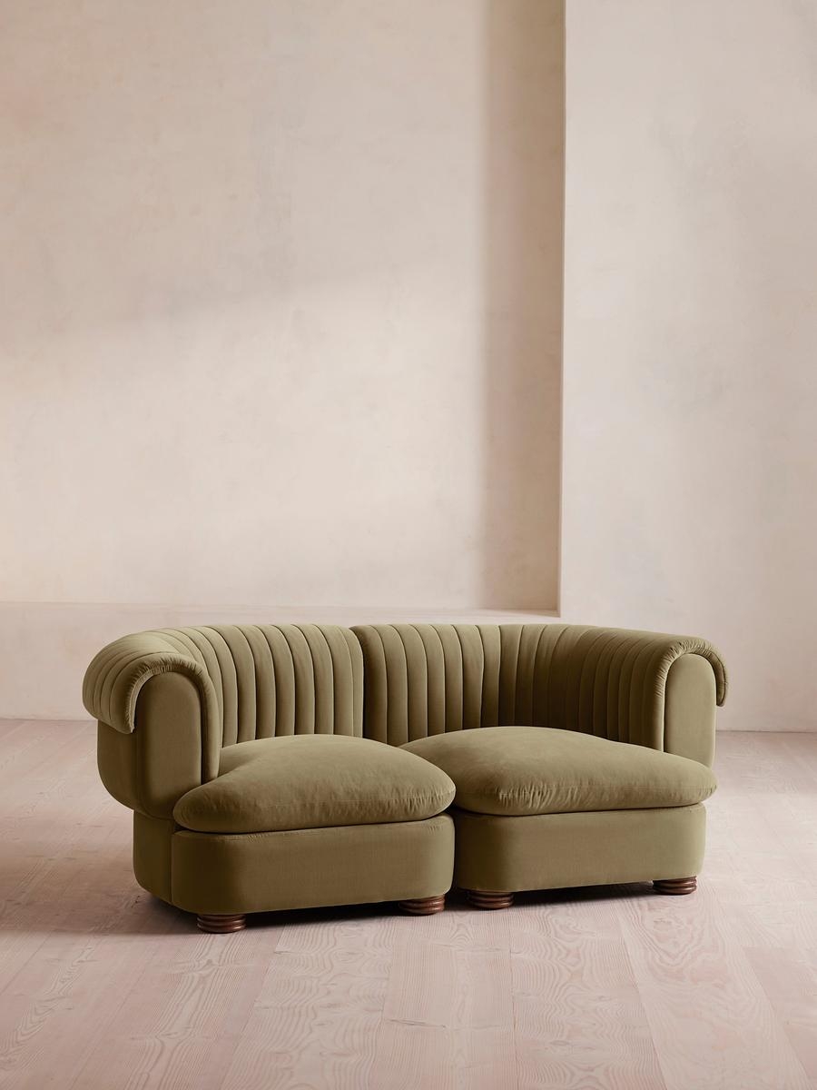 Rava Sectional Sofa, Three Seater, Velvet, Lichen, US - Image 0